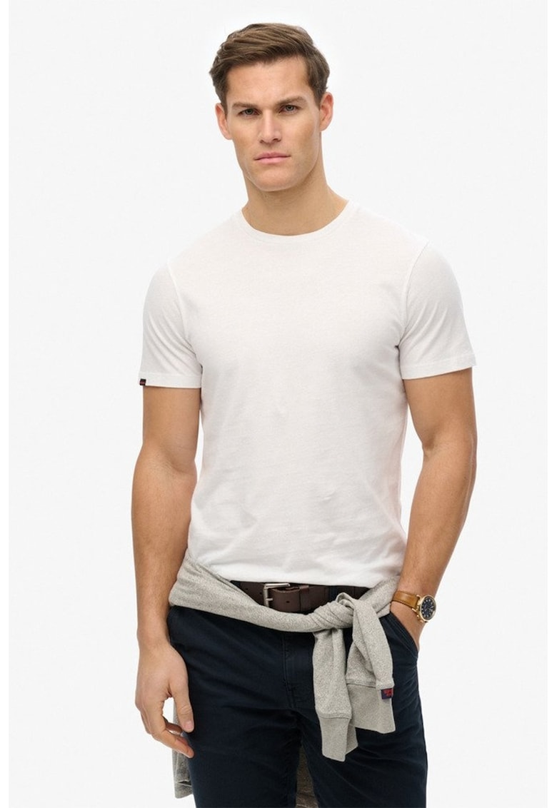 Tricou din bumbac Classic Essential - Alb fildes