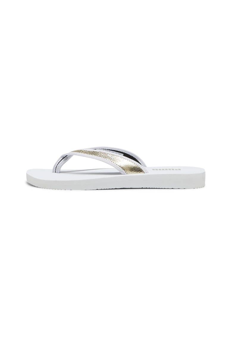 Papuci flip-flop cu logo Sandy - Auriu/Alb optic
