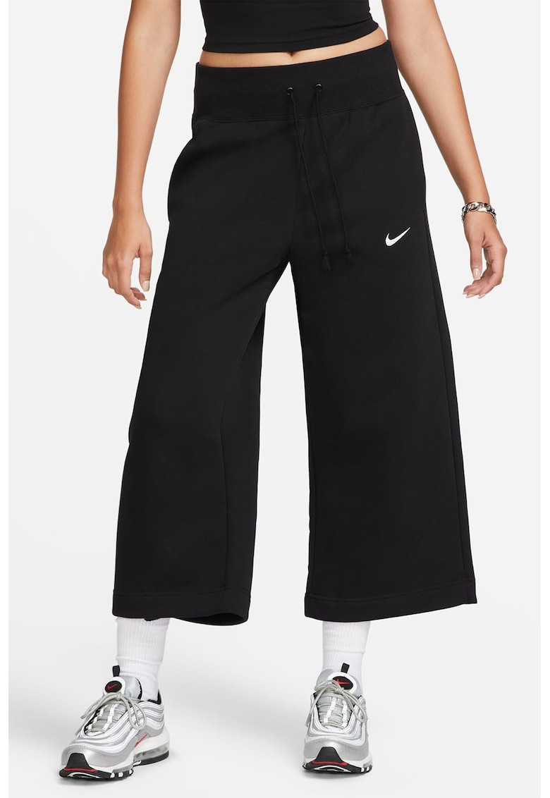 Pantaloni crop de trening cu talie inalta - Negru