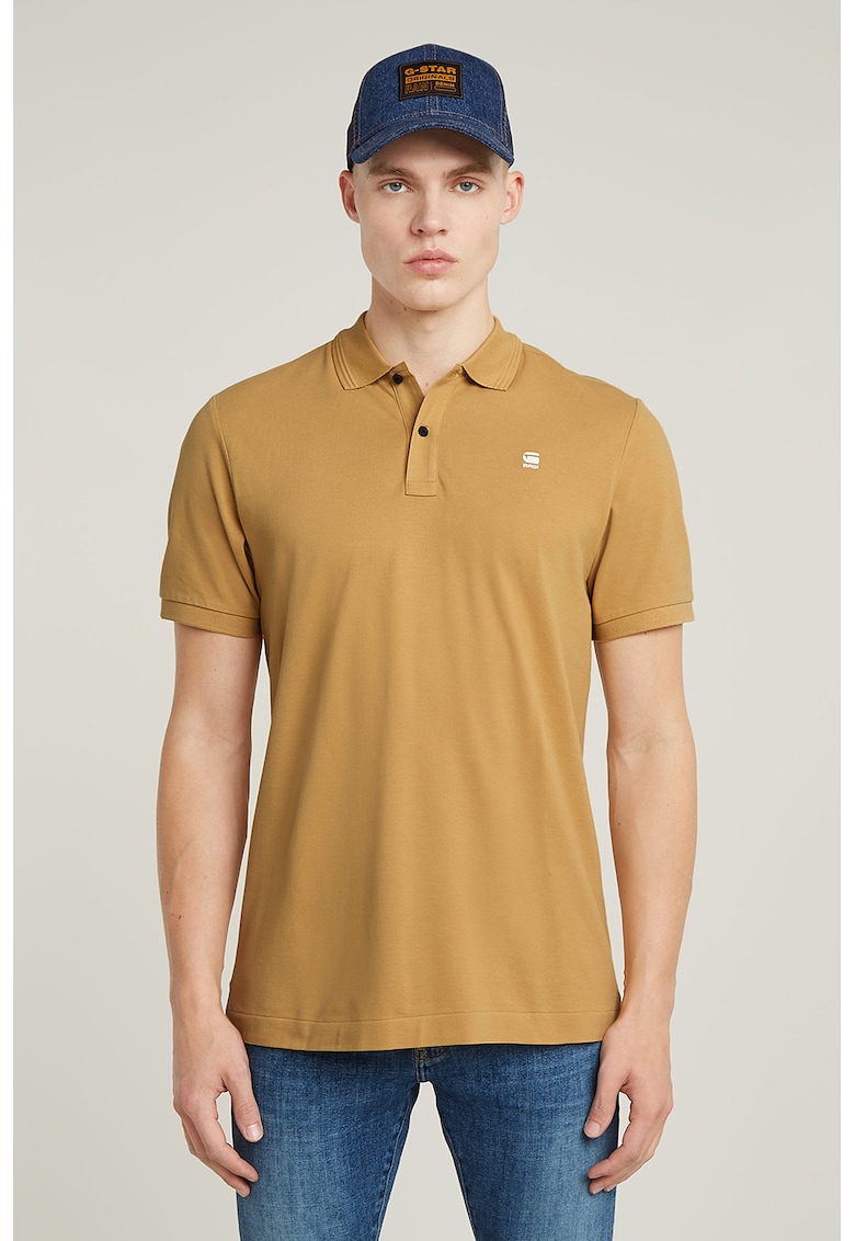 Tricou polo slim fit din material pique Dunda - Caramel