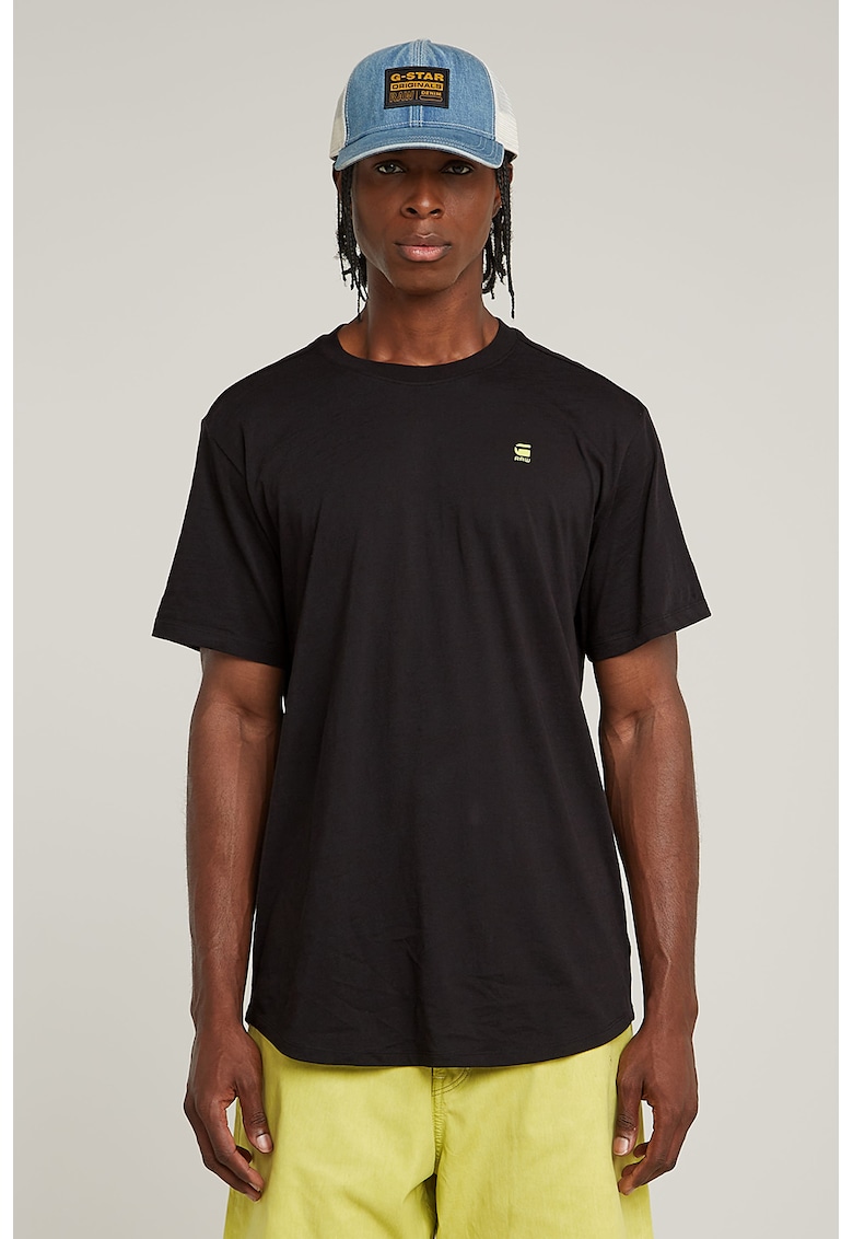 Tricou din bumbac organic cu imprimeu logo - Negru/Galben pal/Alb optic
