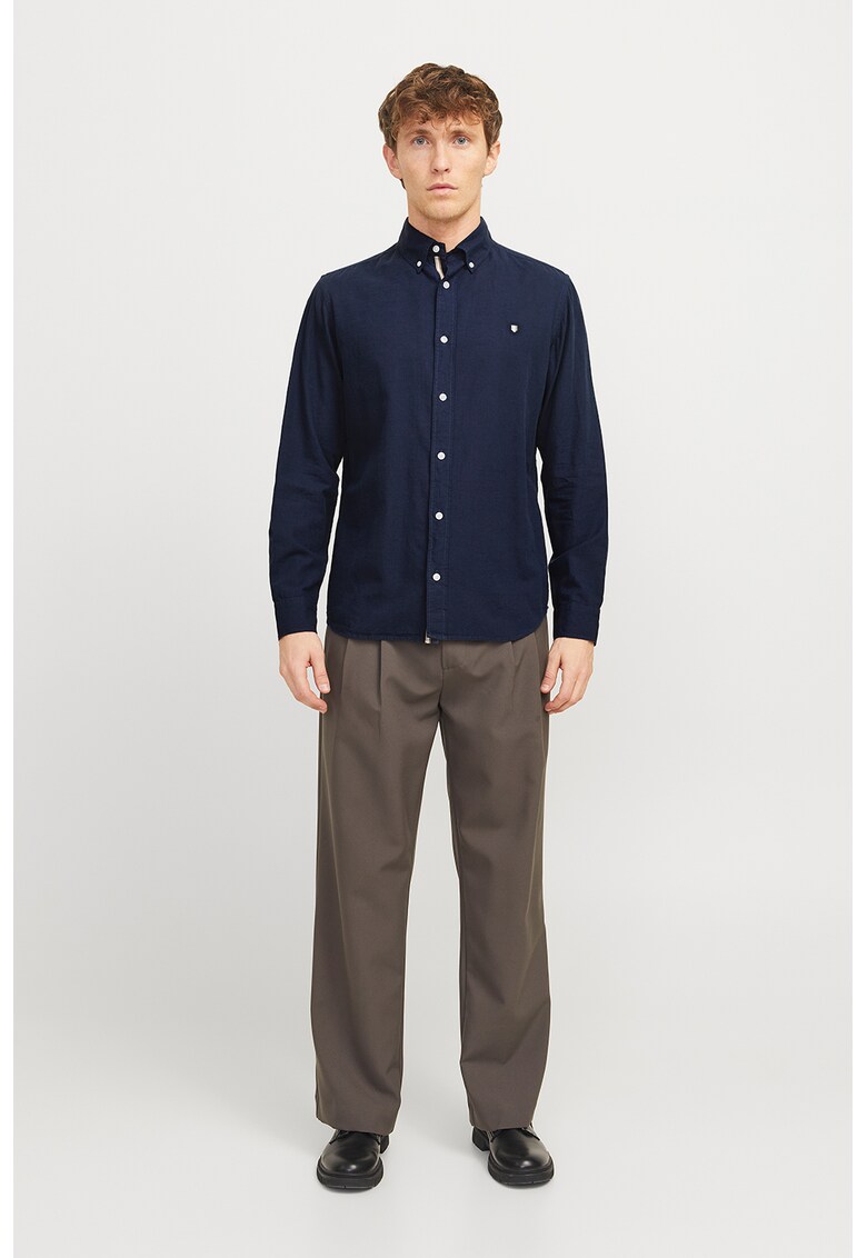 Camasa regular fit din amestec de in - Bleumarin