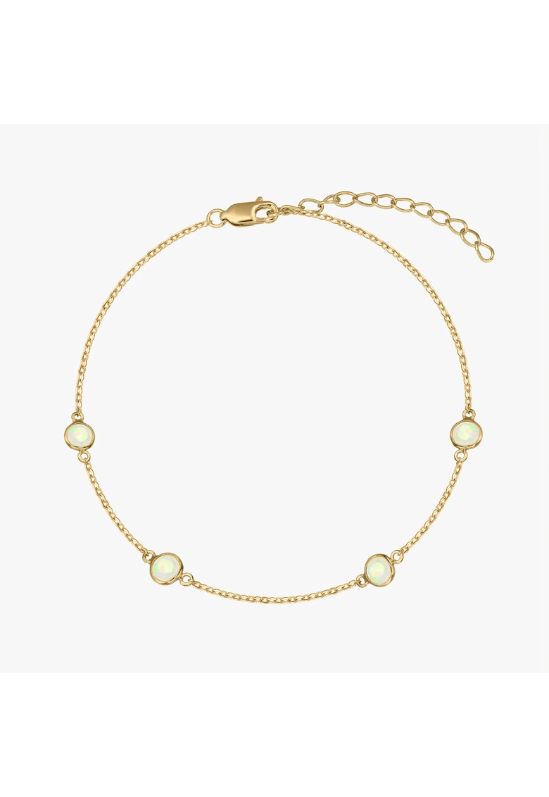 Bratara din argint Birthstone Golden October - Opal - 15-18 cm