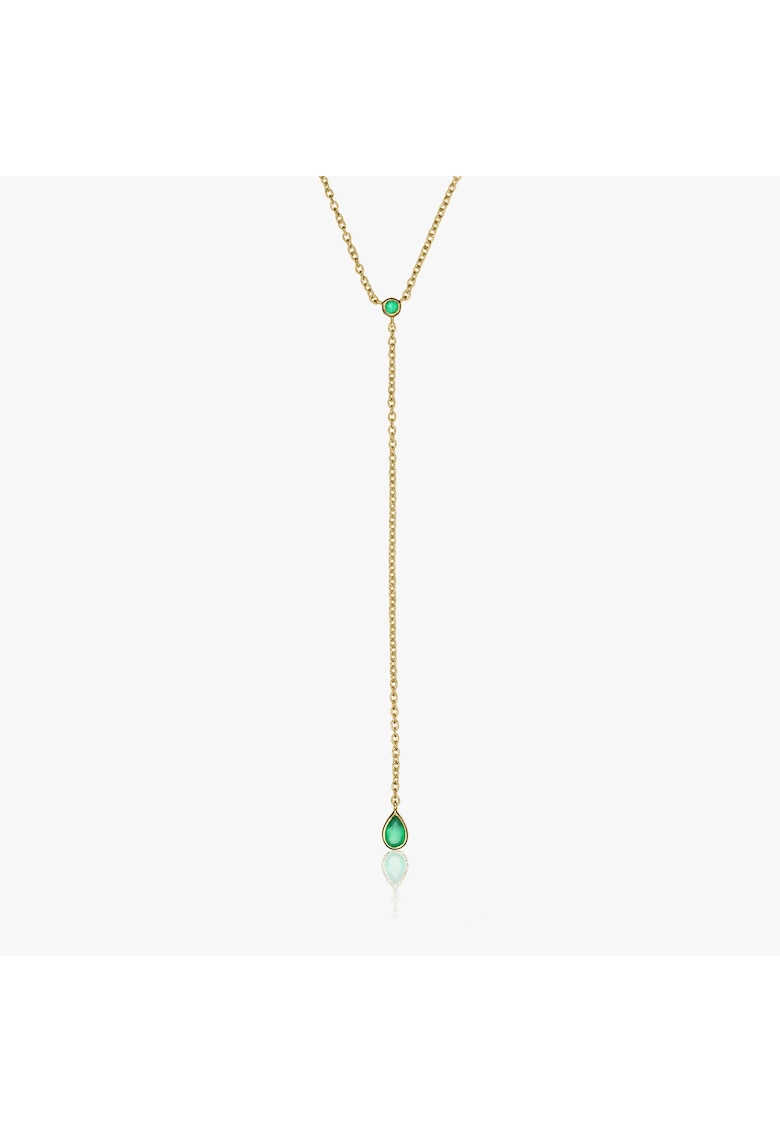 Colier din argint Golden Lariat - Onix Verde - 40-45 cm