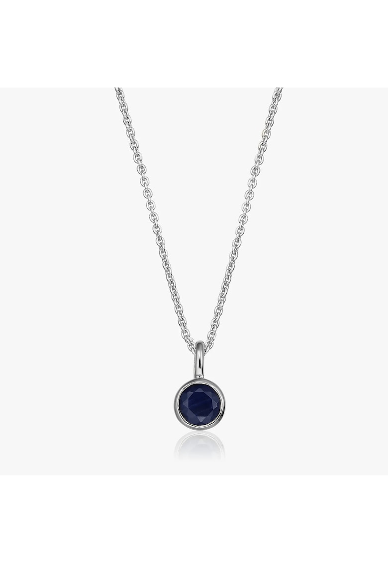Colier din argint Birthstone September - Safir - 40-50 cm