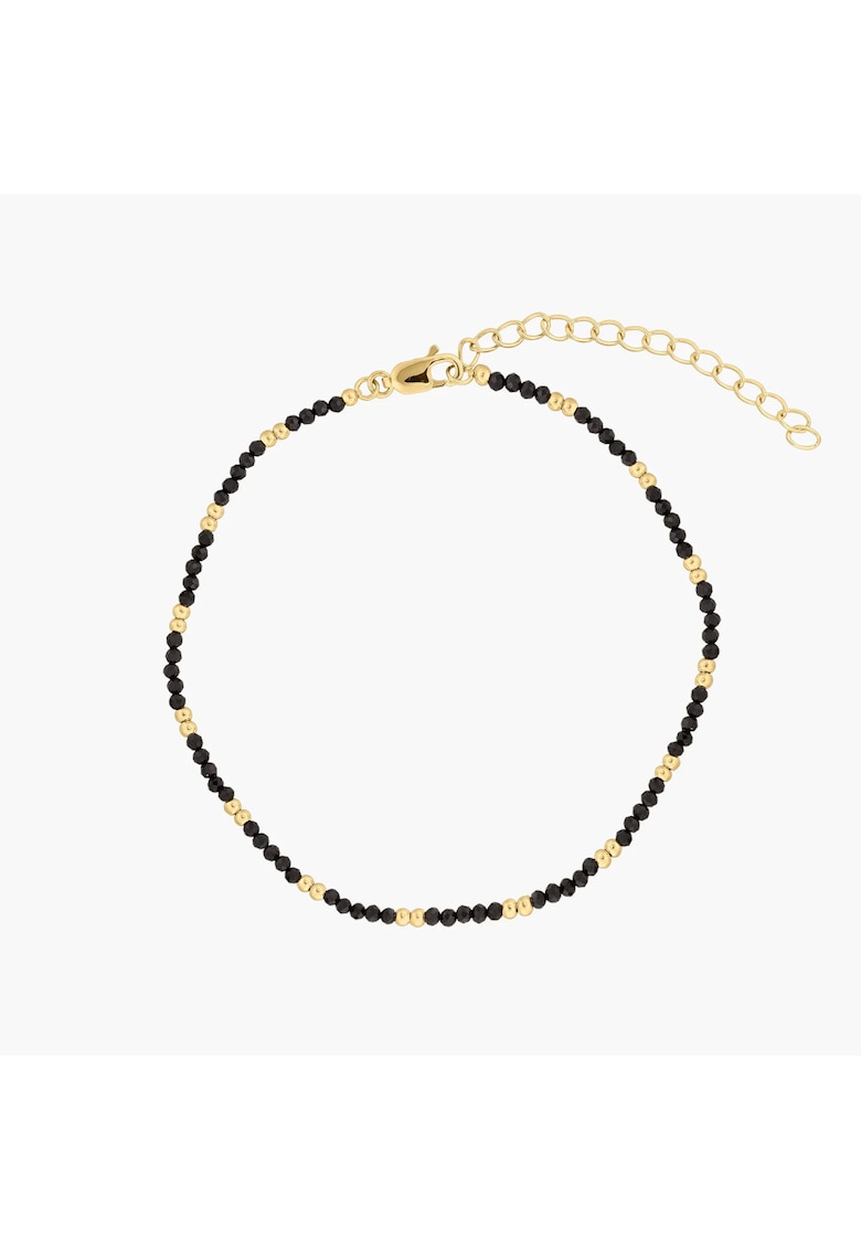 Bratara de picior din argint Golden Summerscape - Black Spinel - 21-26 cm