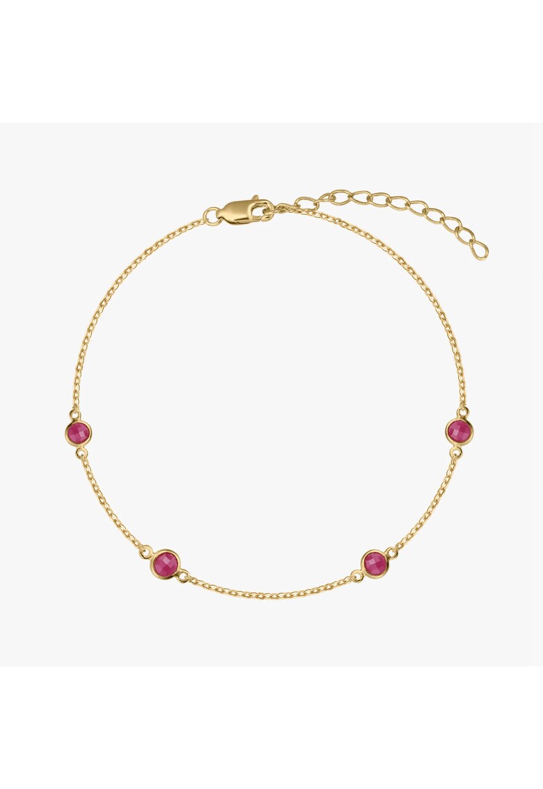 Bratara din argint Birthstone Golden July - Rubin - 15-18 cm