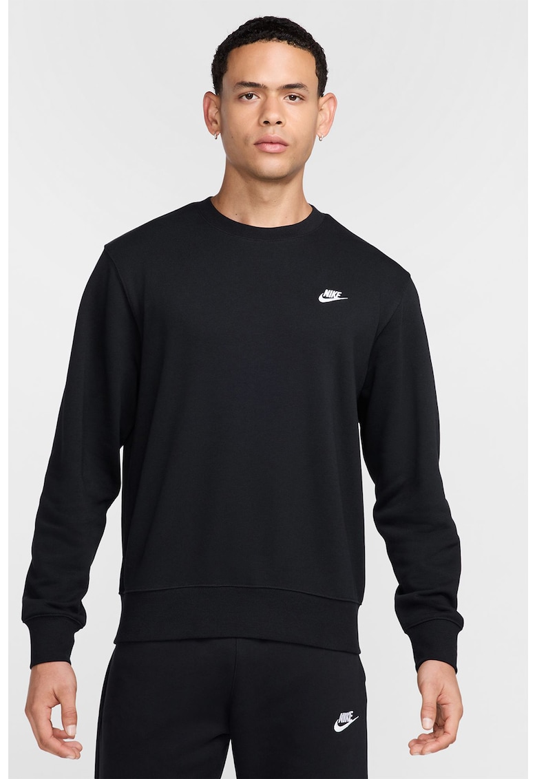 Bluza de trening cu decolteu la baza gatului si logo brodat - Negru