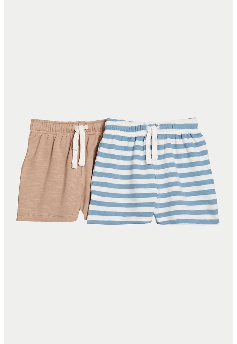 Set de pantaloni scurti cu snur - 2 perechi - Maro taupe/Albastru deschis