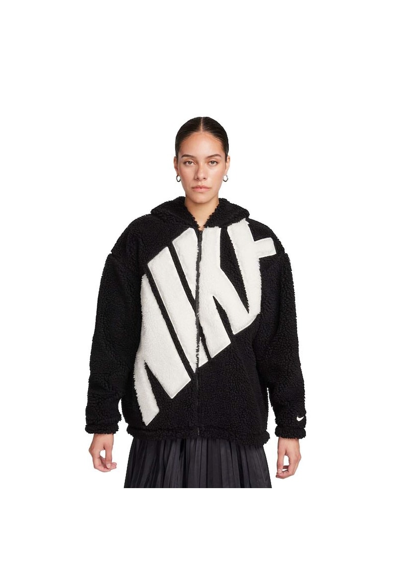 Geaca  pentru Femei - w nsw logo sherpa jkt - FB8695-010 - Negru - Negru