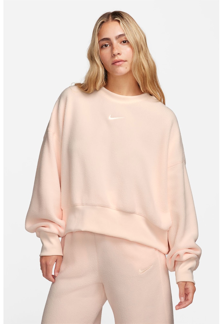 Bluza de trening crop supradimensionata plusata - Roz pal