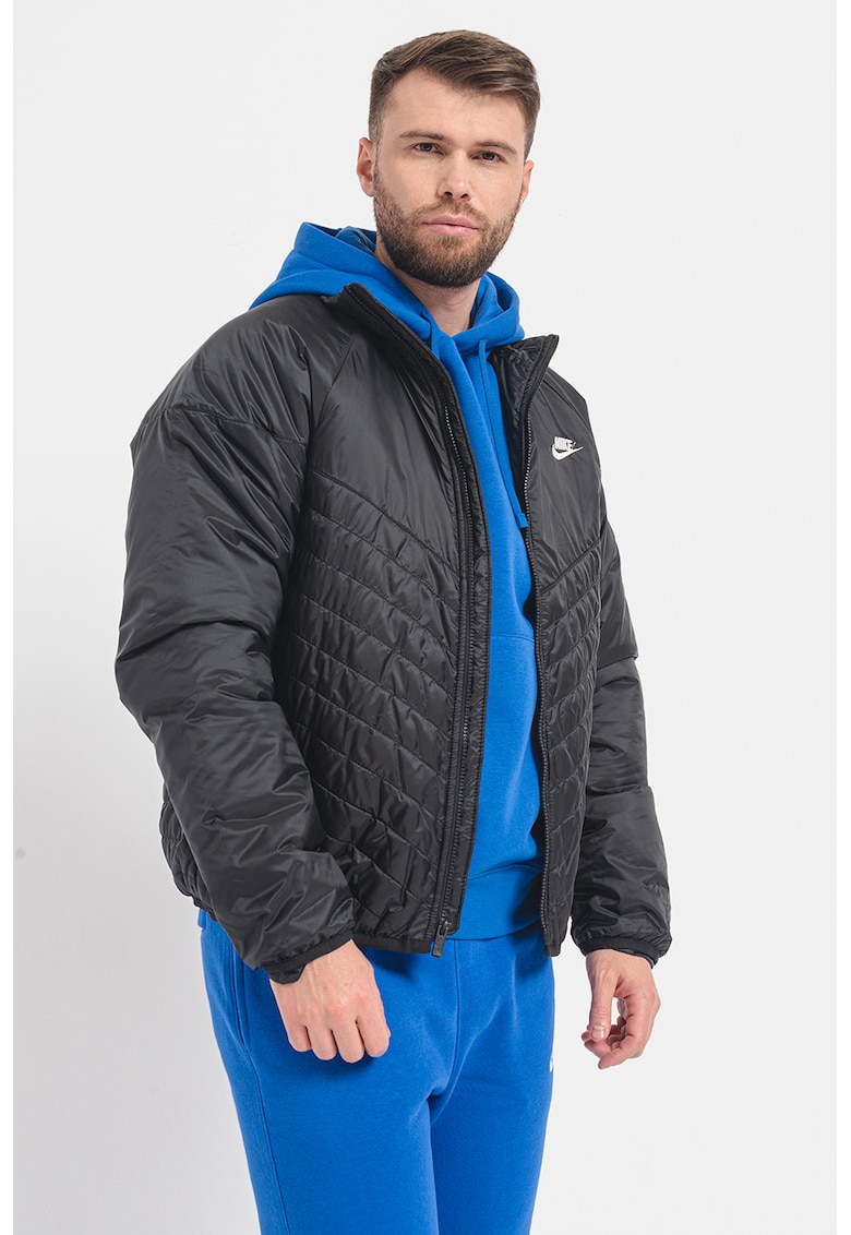 Geaca cu fermoar si maneci raglan - Negru