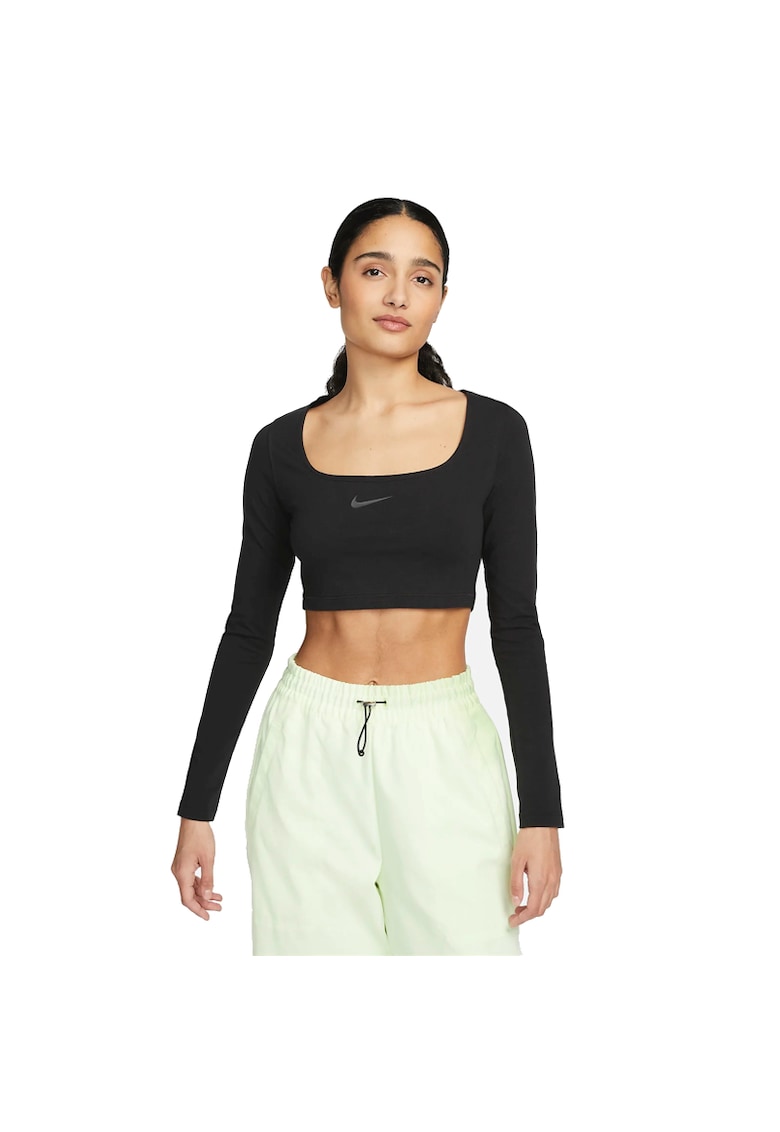 Bluza  pentru Femei - w nsw ls crop top sw - FJ5228-010 - Negru - Negru