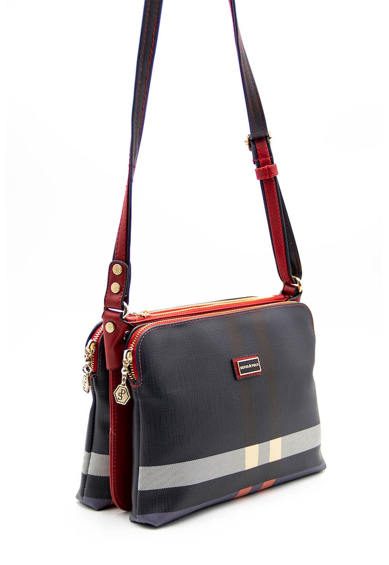 Geanta crossbody de piele ecologica cu model - Bleumarin