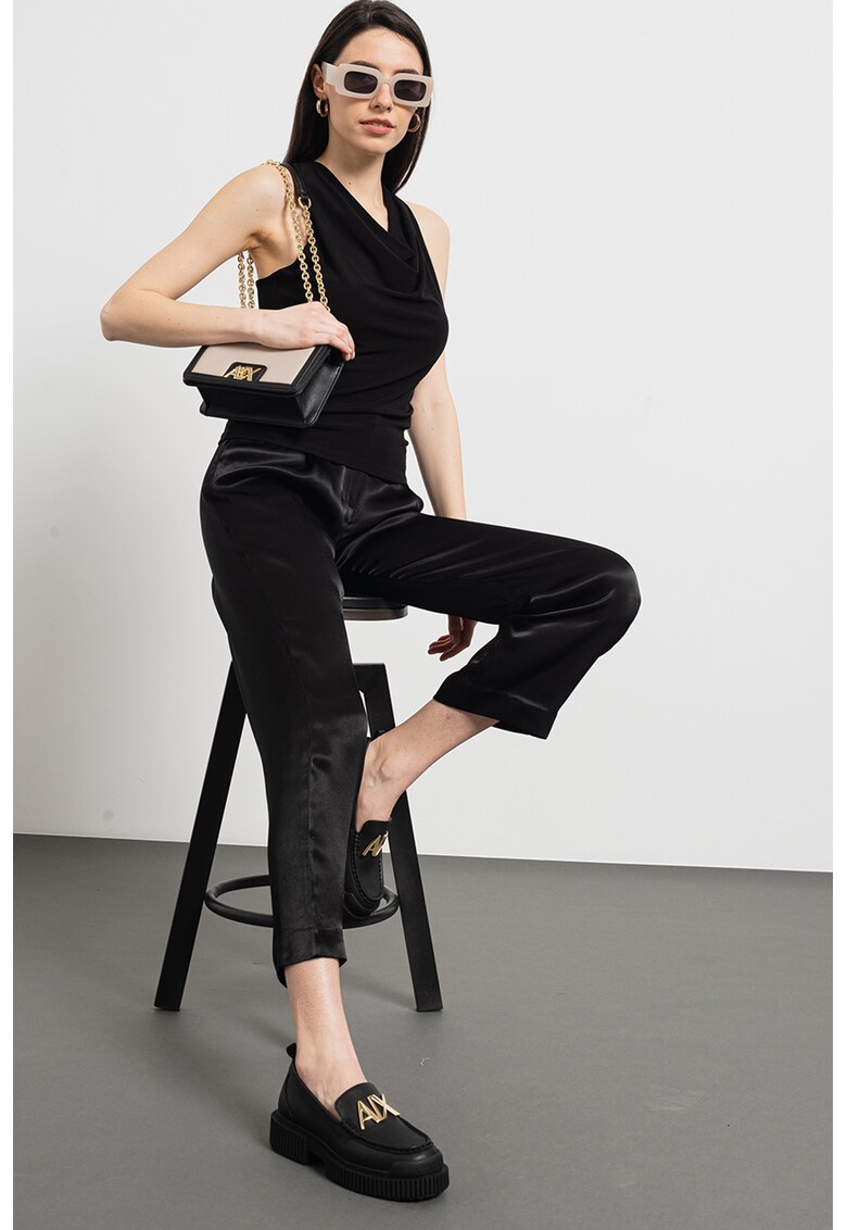 Bluza cu decolteu drapat - Negru
