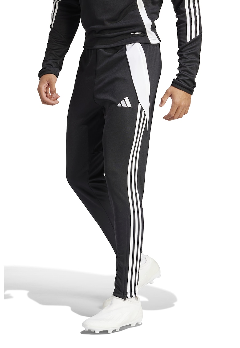 Pantaloni slim fit pentru fotbal Tiro24 - Alb/Negru