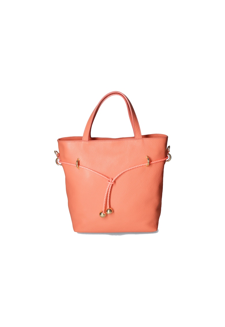 Geanta bucket de piele - Coral