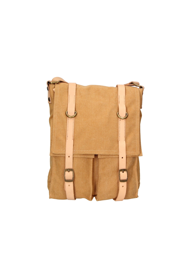 Geanta crossbody unisex cu buzunare cu fermoar - Caramel