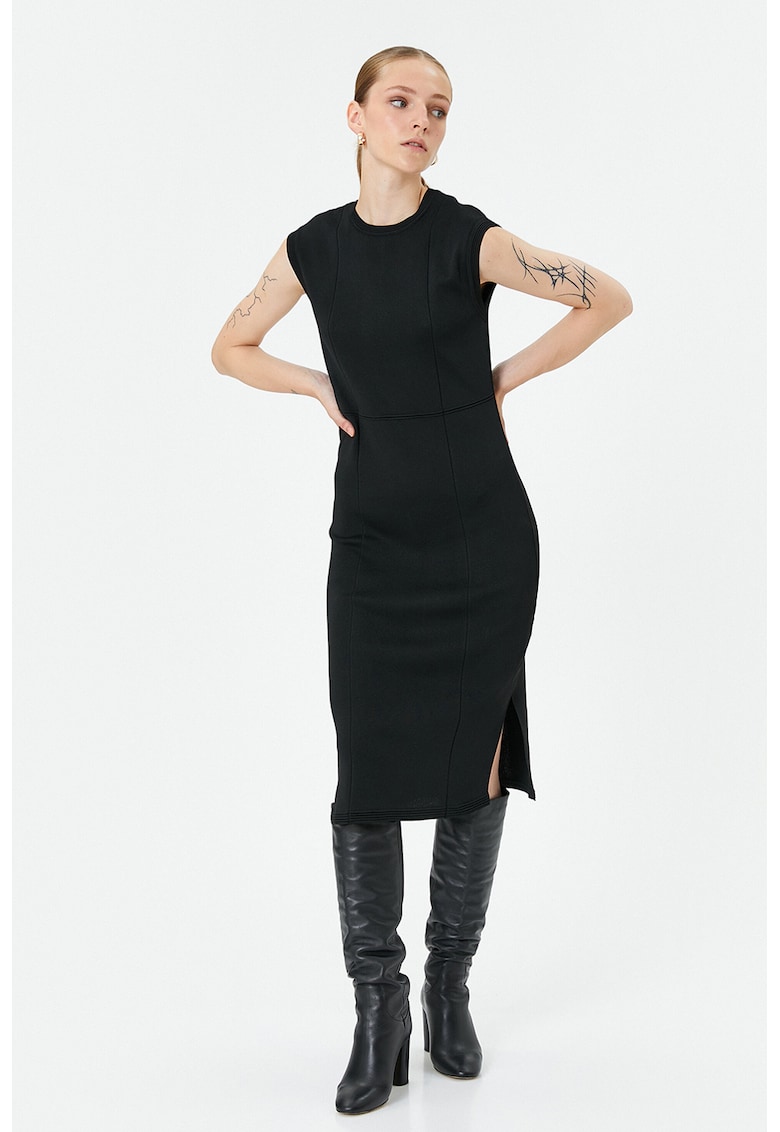 Rochie bodycon uni fara maneci - Negru