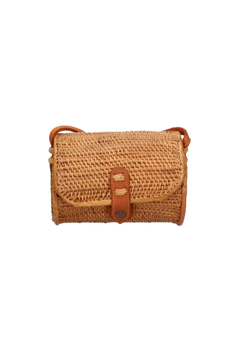 Geanta barrel din rattan - realizata manual - Multicolor