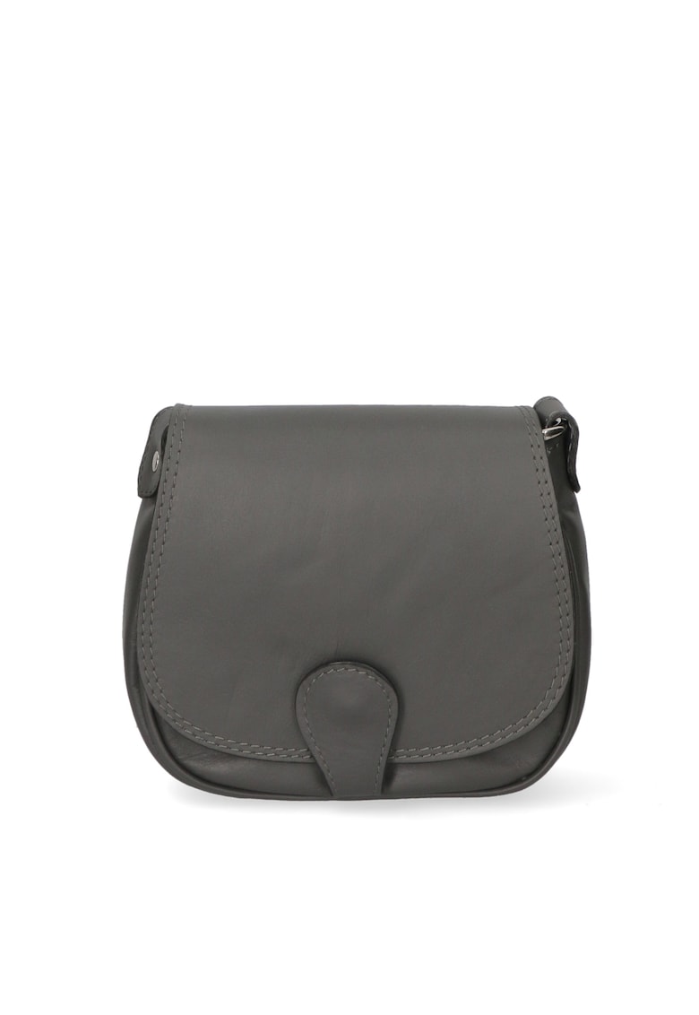 Geanta crossbody de piele cu clapa - Gri