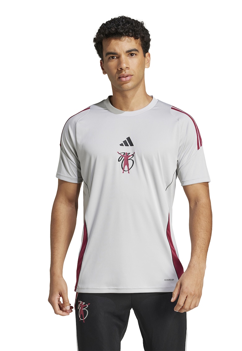 Tricou cu decolteu la baza gatului pentru fotbal Jude Bellingham - Negru/Rosu inchis/Alb murdar