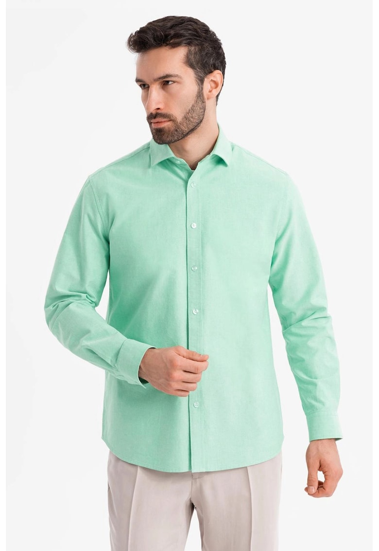 Camasa din bumbac cu model uni - Verde menta