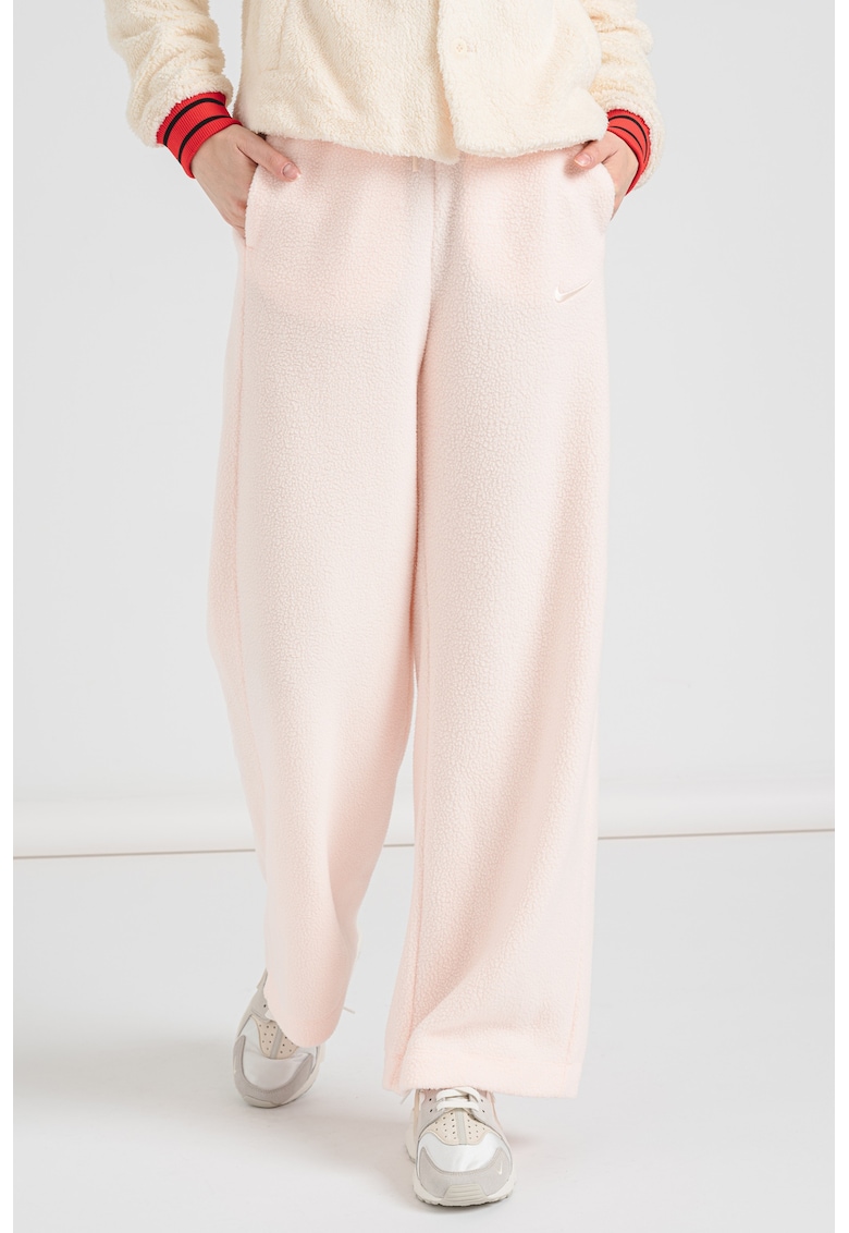 Pantaloni de trening din fleece cu croiala ampla - Piersica
