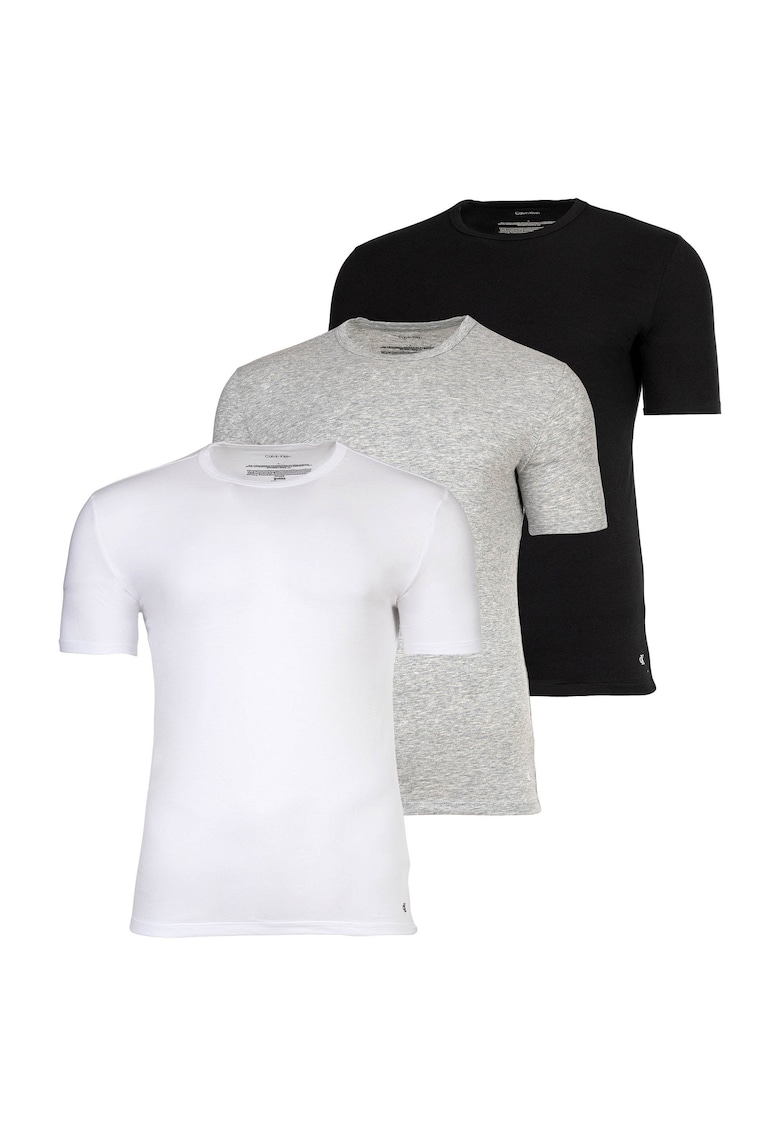 Set de tricouri de casa din amestec de bumbac - 3 piese - Alb/Negru/Gri