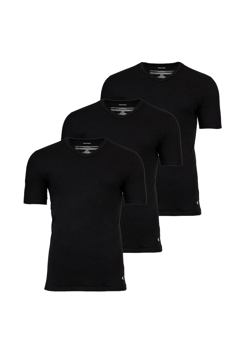 Set de tricouri de casa cu decolteu in V Icon - 3 piese - Negru