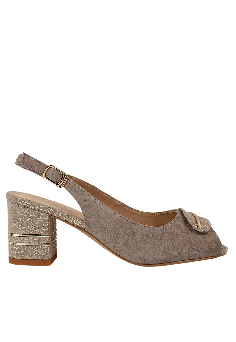 Sandale dama -  K360070C bej - piele intoarsa - cu toc - Bej