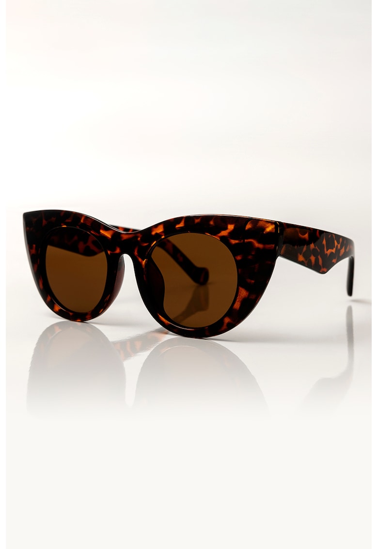 Ochelari de soare cat eye cu model Nora - Negru/Portocaliu