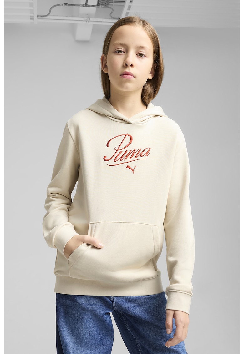 Hanorac din amestec de bumbac cu buzunar kangaroo - Crem