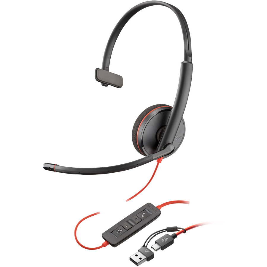 Casti Poly Blackwire 3210 Monaural USB-C Negru