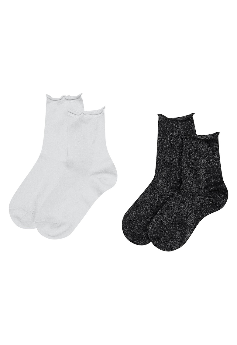 Sosete dama  set 2 perechi - alb si negru - lungi - bumbac
