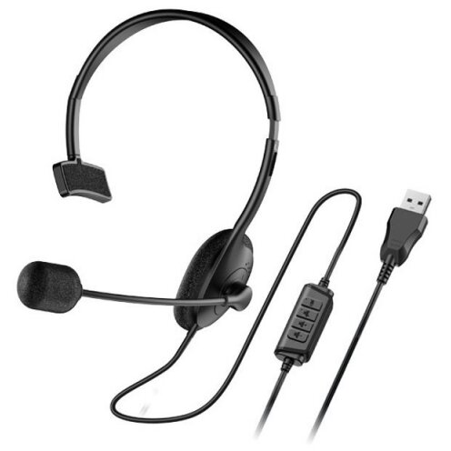 Casca Office cu Microfon HS-100U USB Cablu 2M Negru