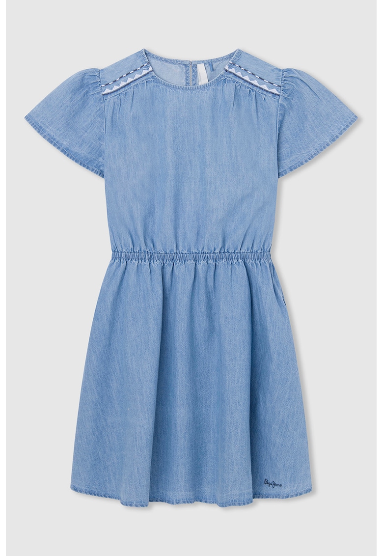 Rochie din denim cu decupaj pe partea din spate - Albastru