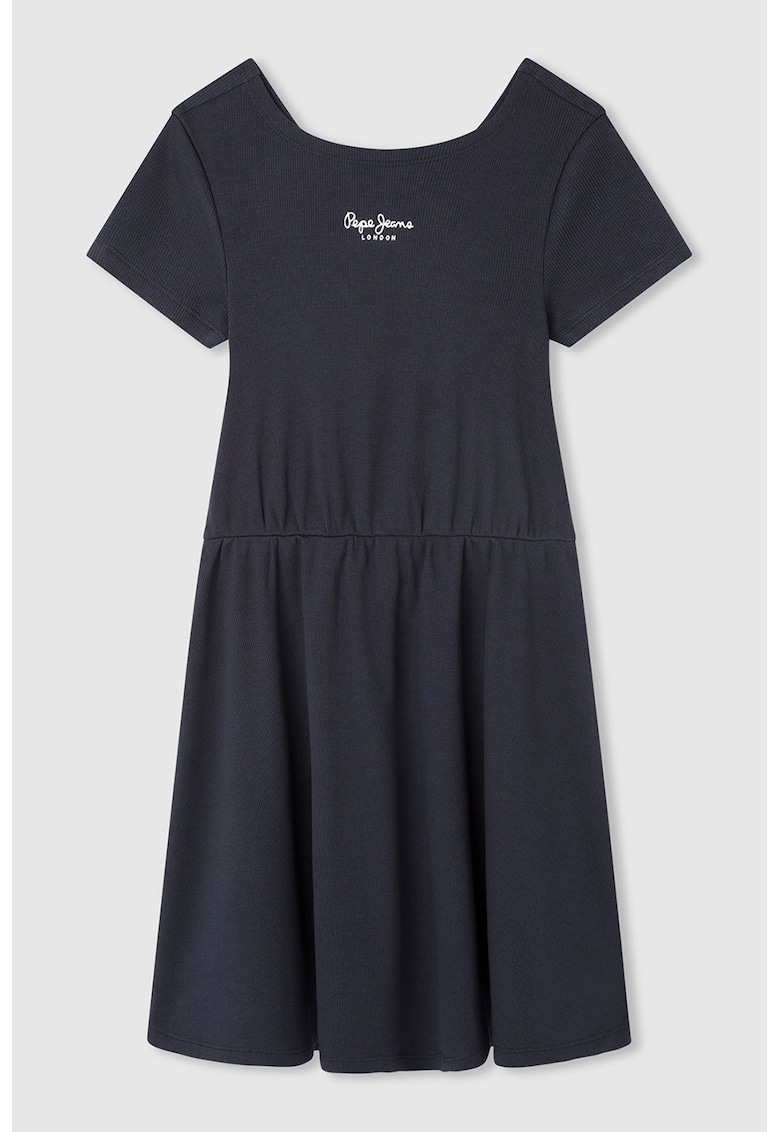 Rochie-tricou evazata cu decupaj pe partea din spate Olya - Albastru ultramarin