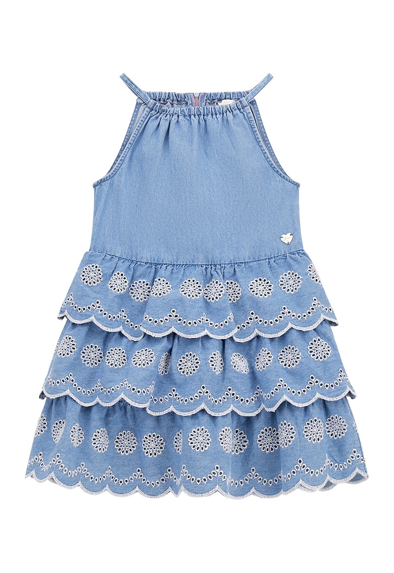 Rochie evazata de denim cu volane - Albastru lavanda