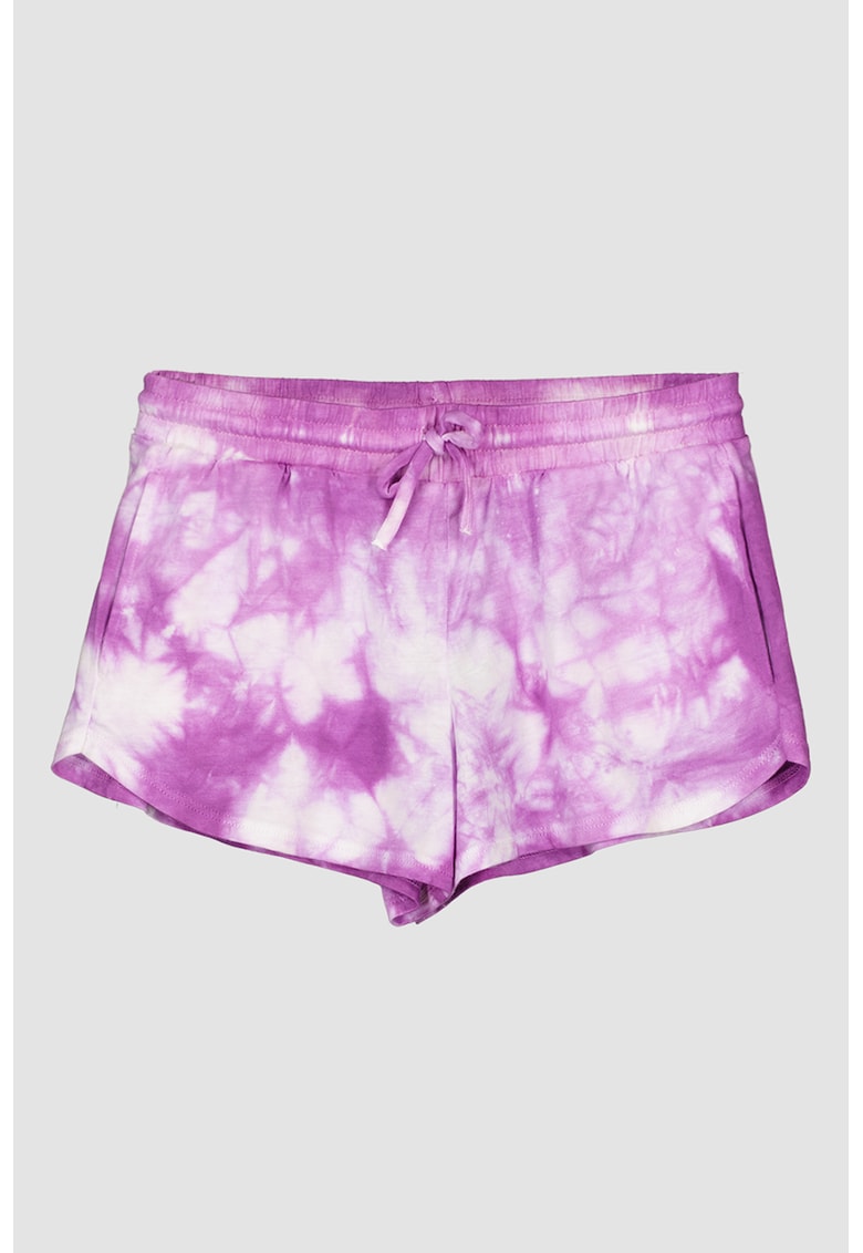 Pantaloni scurti cu imprimeu tie-dye si buzunare laterale - Violet