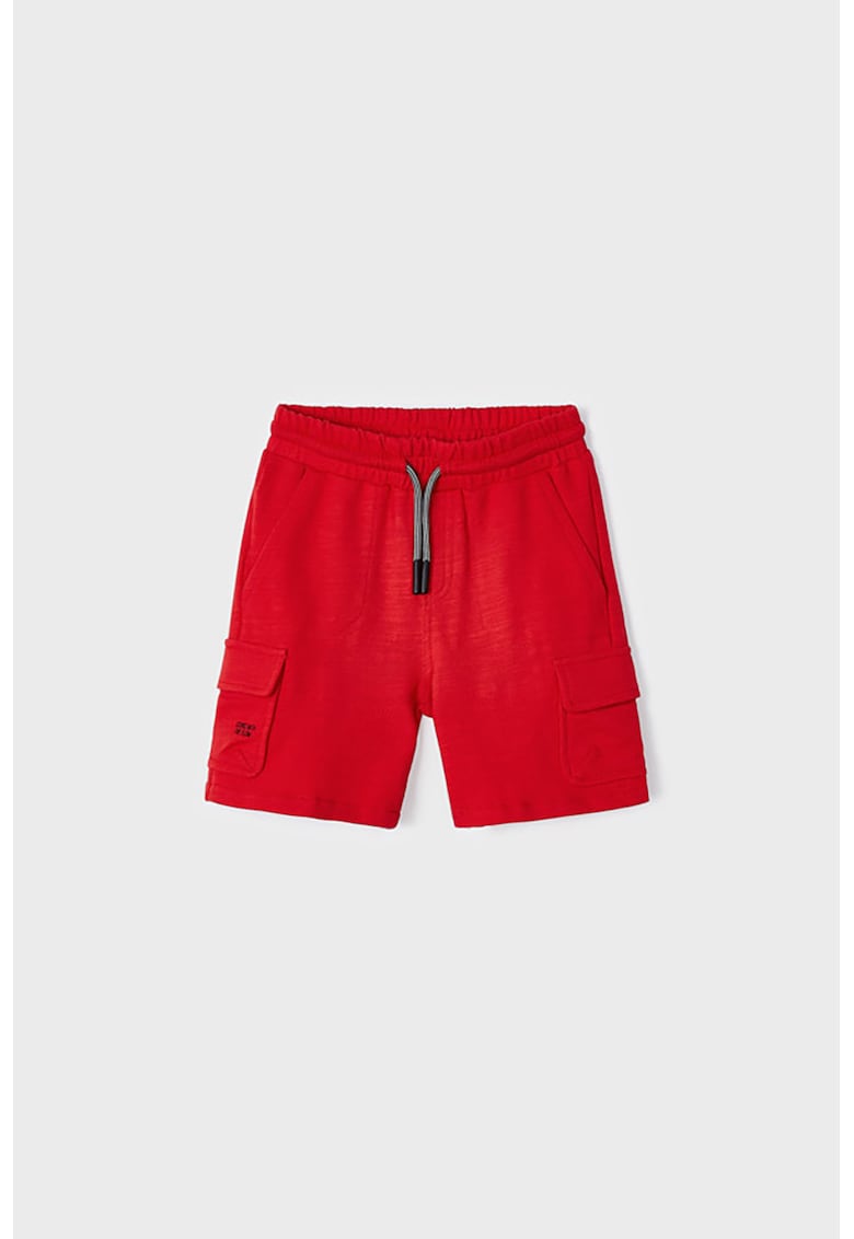 Pantaloni scurti cu snur si buzunare cu clapa - Rosu