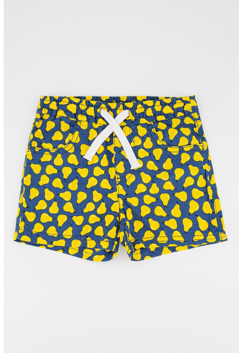 Pantaloni scurti din bumbac cu imprimeu grafic - Galben/Bleumarin