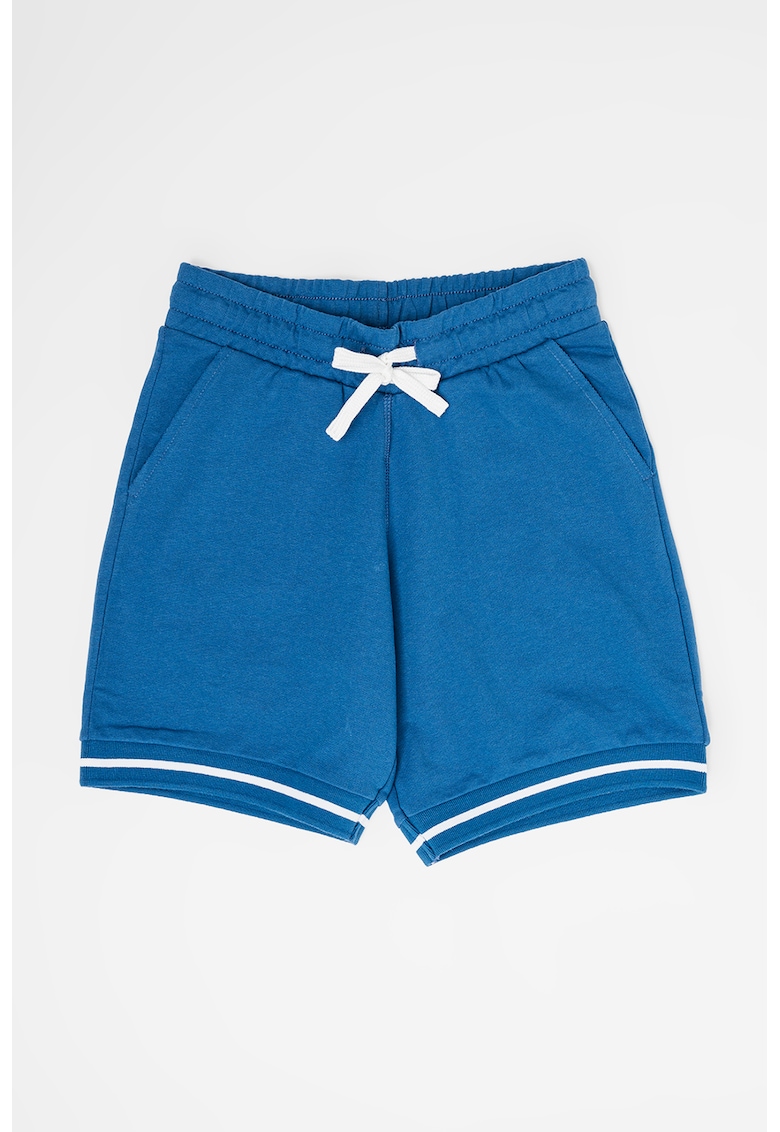 Pantaloni scurti de bumbac cu snur in talie - Albastru
