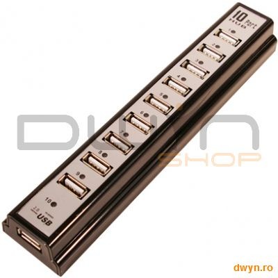 HUB USB 2.0 extern, 10*USB, incl. alimentare 3.5A, black, Logilink 'UA0095'