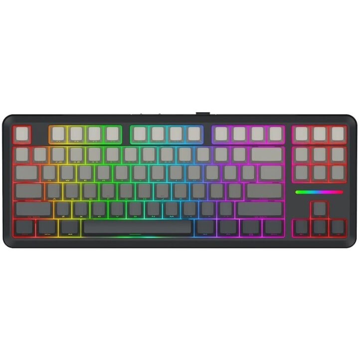 Tastatura Gaming Mecanica Bluetooth Cu Si Fara Fir Wildslash Pro Iluminare RGB Negru cu Gri
