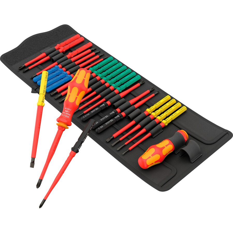 Kraftform Kompakt VDE Big Pack 1, 26-piece, screwdriver yellow/red, including 2 plug-in handles, VDE interchangeable blades