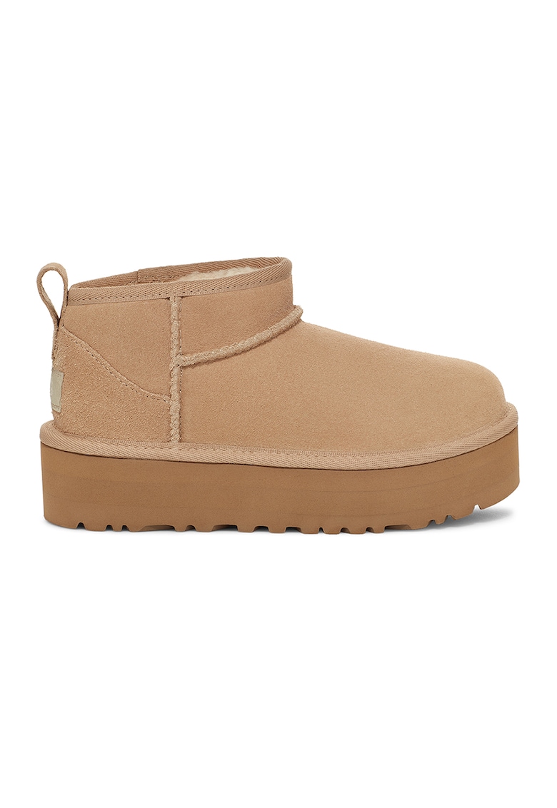 Ghete de piele intoarsa fara inchidere Classic Ultra - Maro deschis