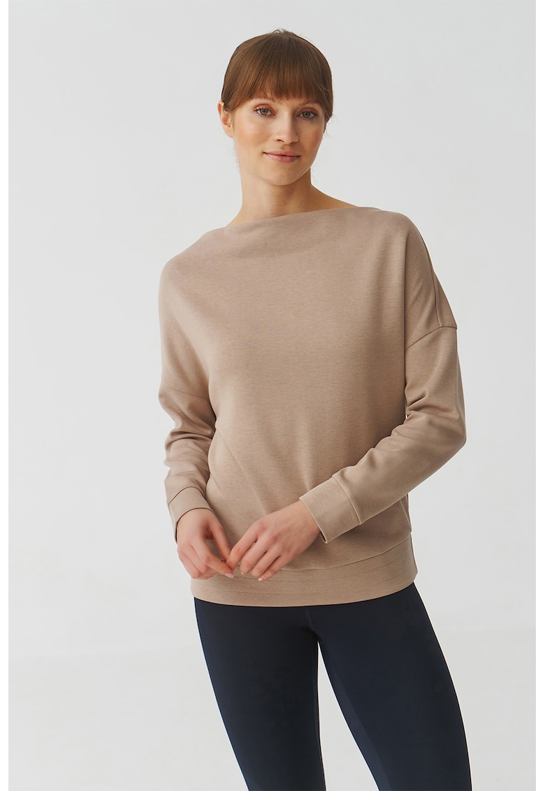 Bluza de trening cu decolteu barcuta Silvana - Bej