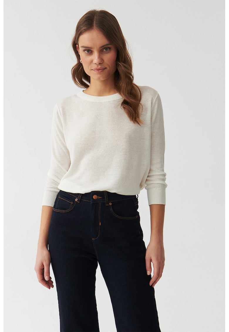Bluza din amestec de in Anabel - Alb