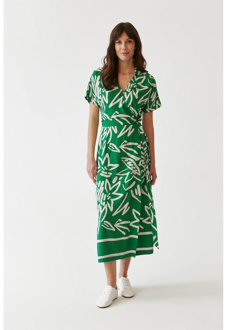 Rochie lunga cu model petrecut Zerwi - Verde aquamarin